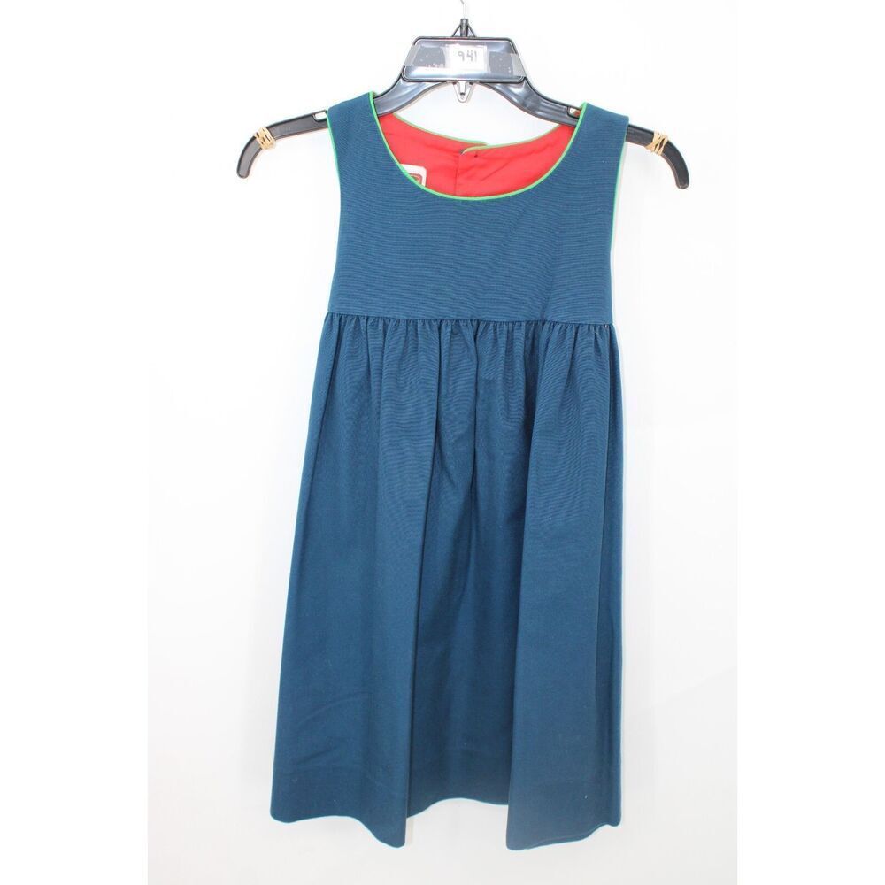 Vintage Chocolate Soup Girls Size 12 Navy With Green Trim Dress